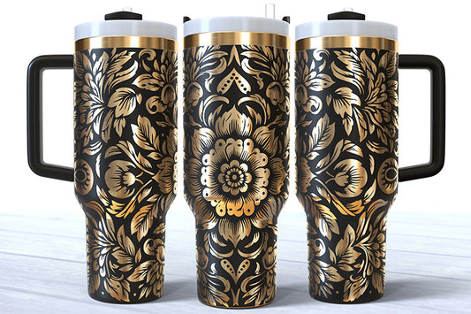40 Ounce Powder Coated Mandala Custom Tumbler