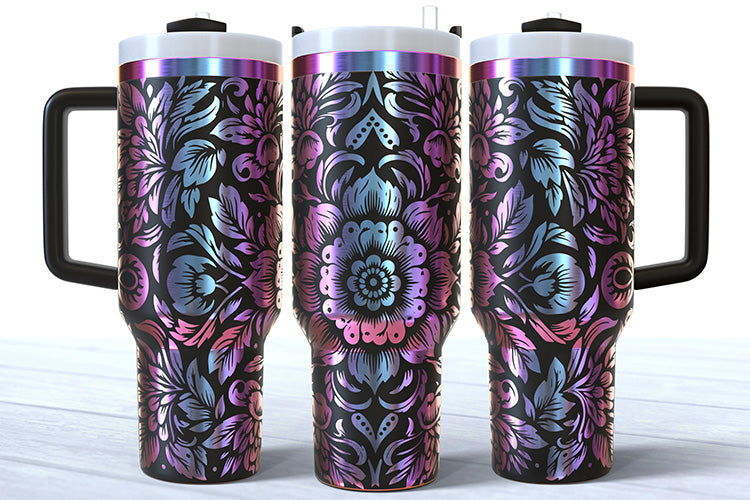 40 Ounce Powder Coated Mandala Custom Tumbler