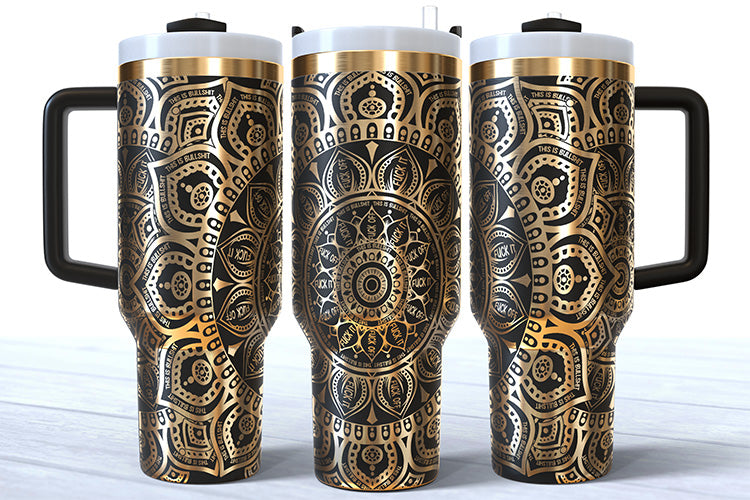 40 Ounce Powder Coated Mandala Swear Words Custom Tumbler