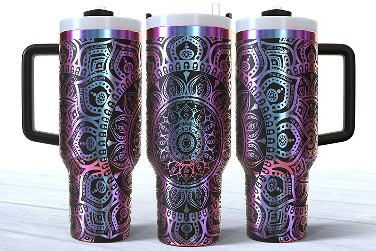 40 Ounce Powder Coated Mandala Swear Words Custom Tumbler