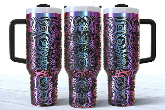 40 Ounce Powder Coated Mandala Swear Words Custom Tumbler