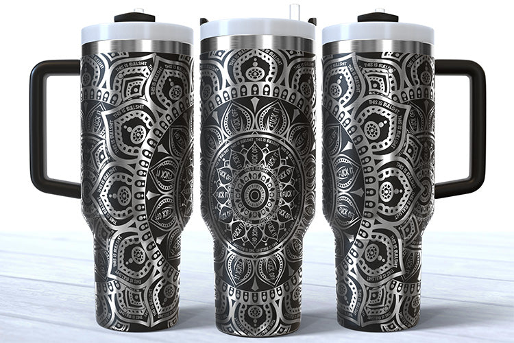40 Ounce Powder Coated Mandala Swear Words Custom Tumbler