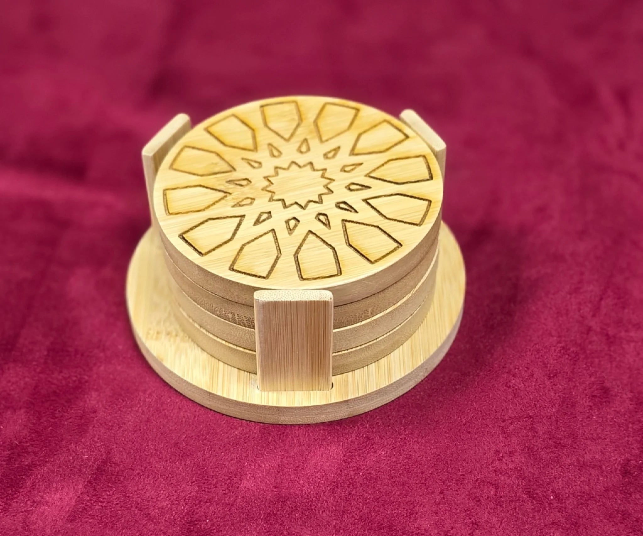 My Personal Memories Set Of 6 Round Bamboo Coasters – Personalized Engraved Coasters