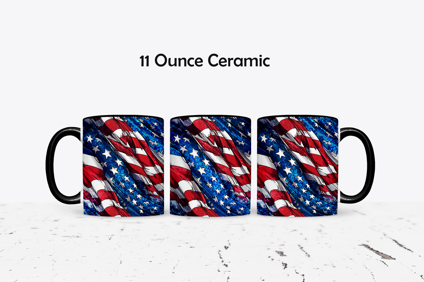 Classic American Flag Custom Ceramic Coffee Mug - 11 or 15 Ounce