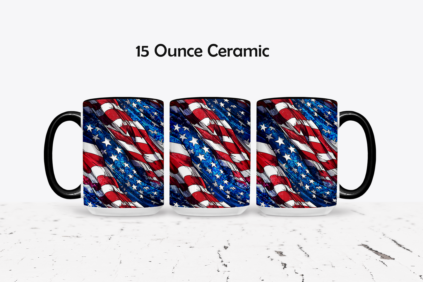 Classic American Flag Custom Ceramic Coffee Mug - 11 or 15 Ounce