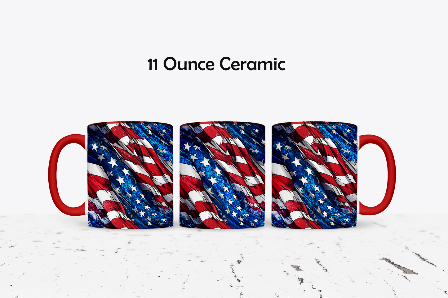 Classic American Flag Custom Ceramic Coffee Mug - 11 or 15 Ounce