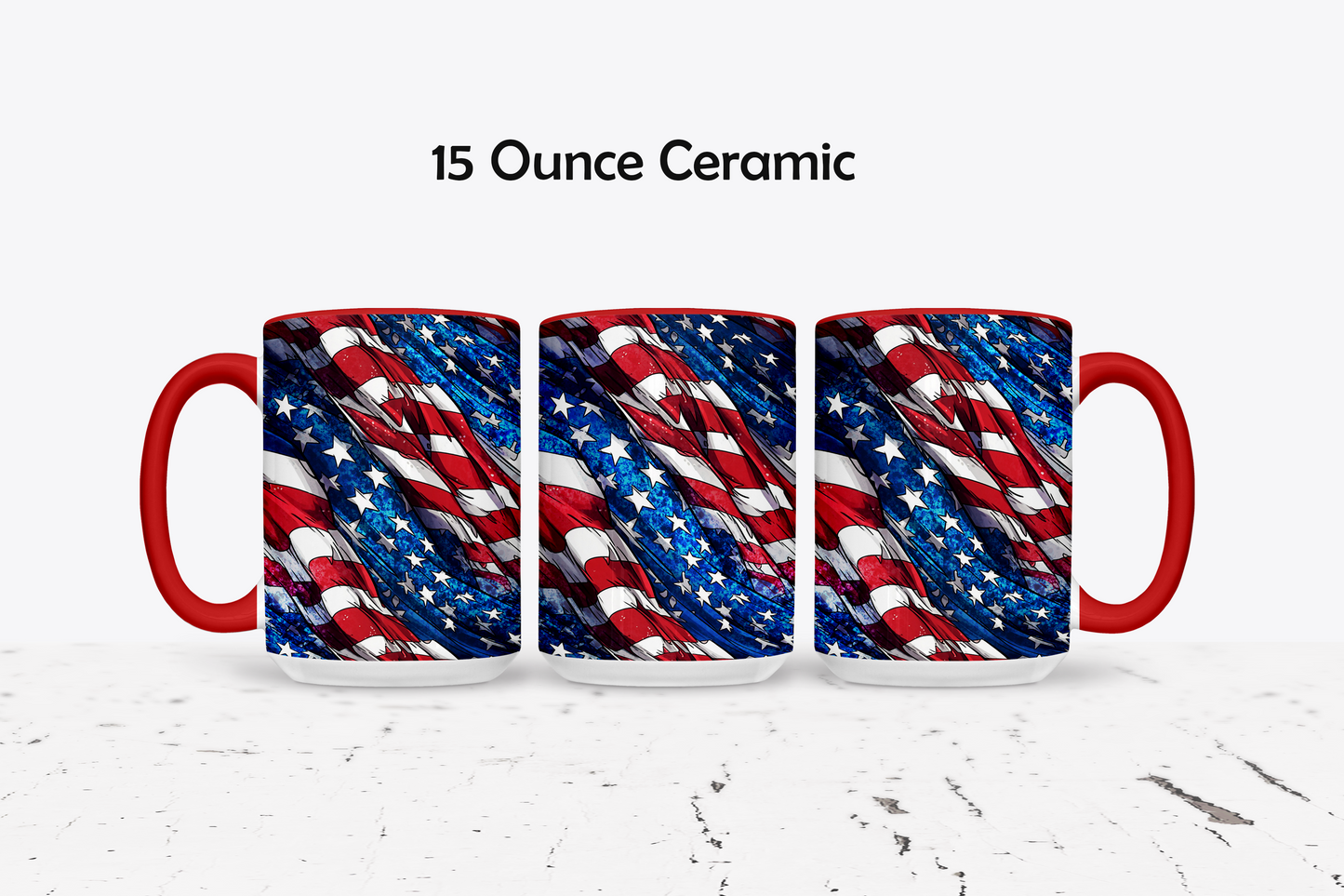 Classic American Flag Custom Ceramic Coffee Mug - 11 or 15 Ounce