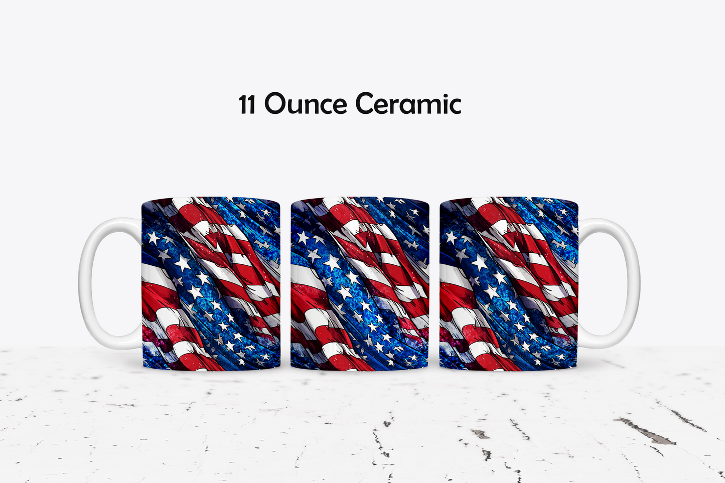 Classic American Flag Custom Ceramic Coffee Mug - 11 or 15 Ounce