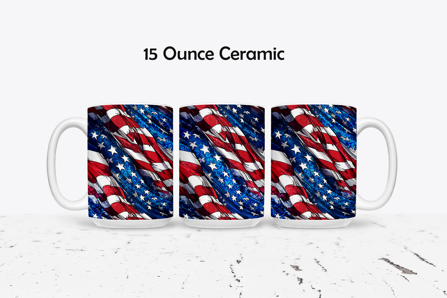 Classic American Flag Custom Ceramic Coffee Mug - 11 or 15 Ounce
