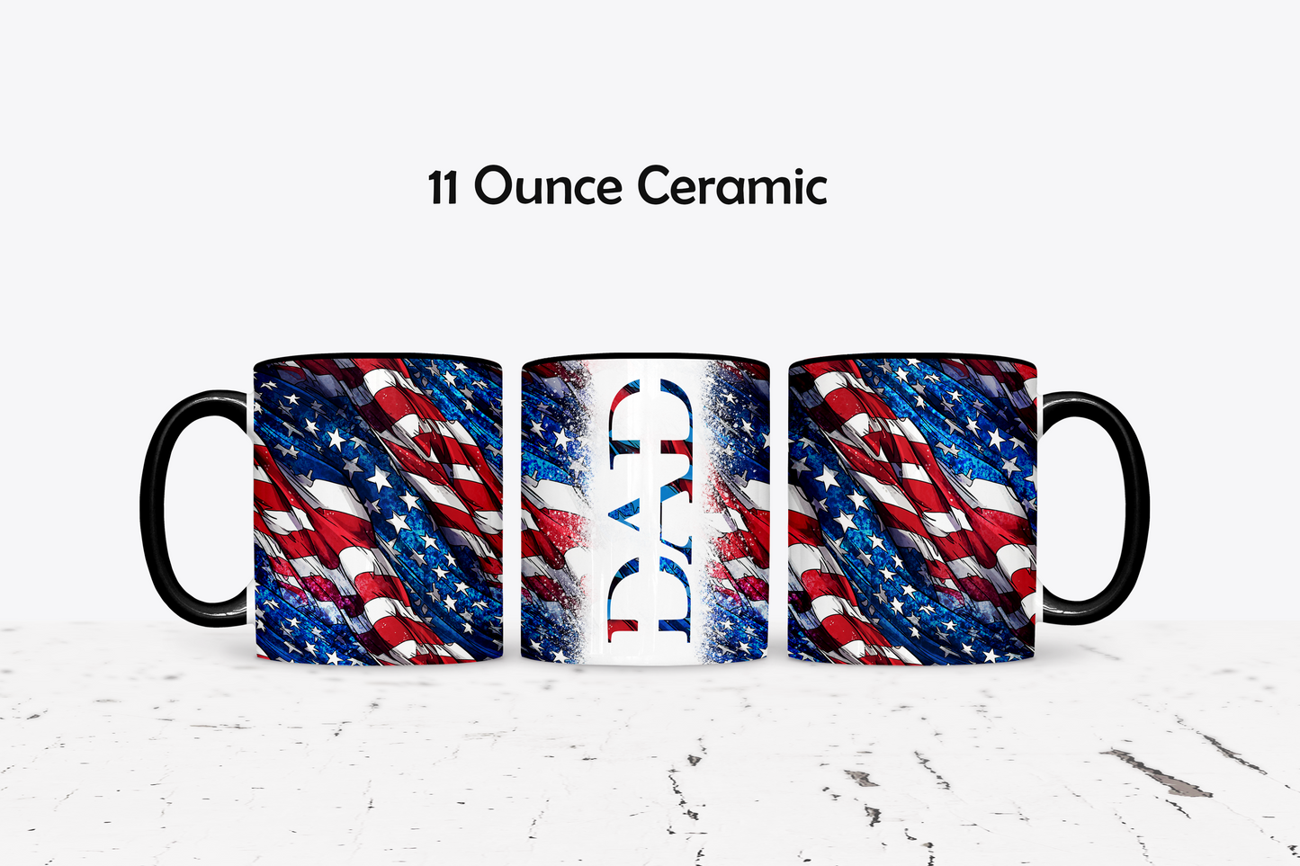 Classic Dad American Flag Custom Ceramic Coffee Mug - Available in 4 Colors