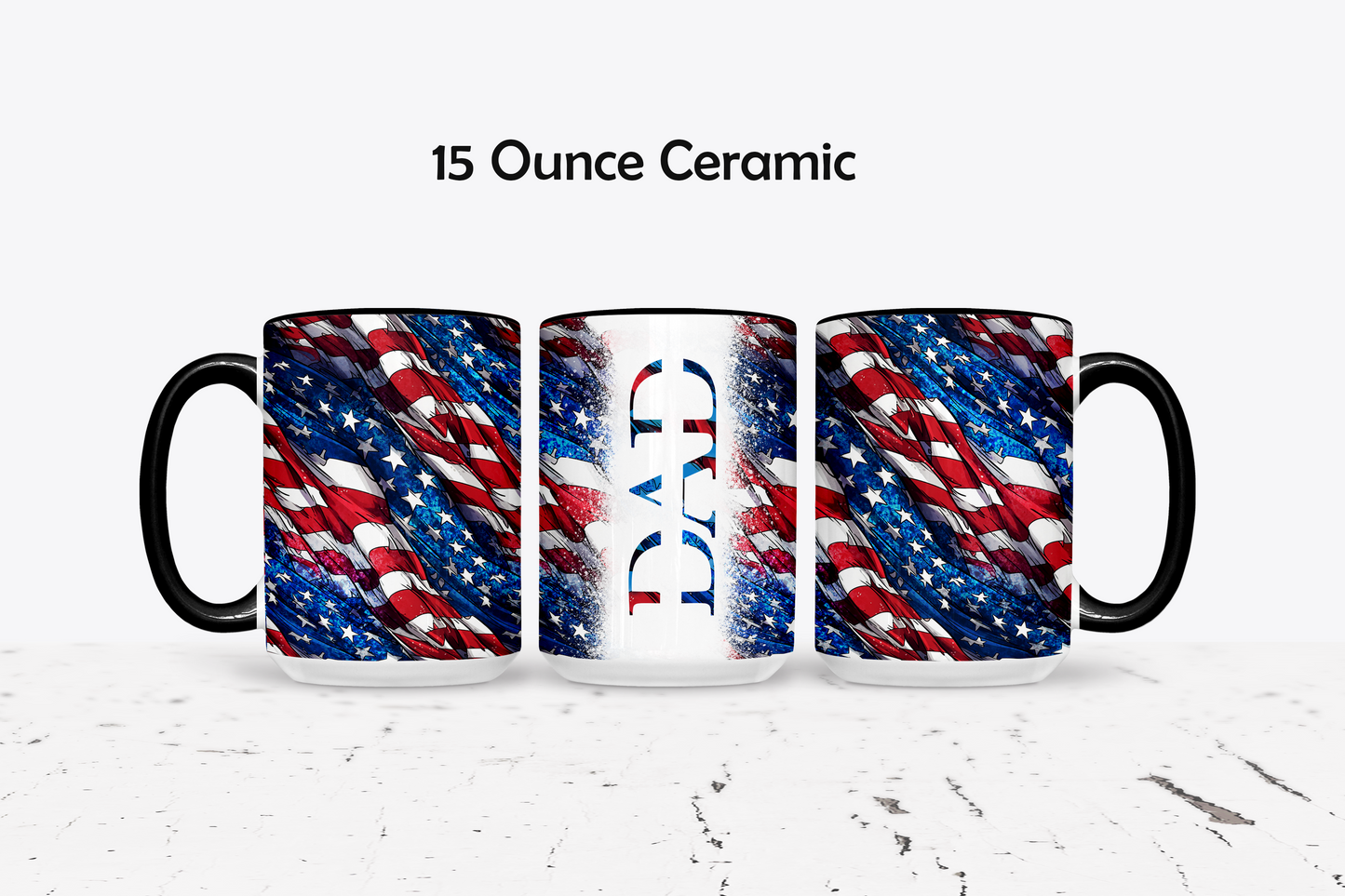 Classic Dad American Flag Custom Ceramic Coffee Mug - Available in 4 Colors