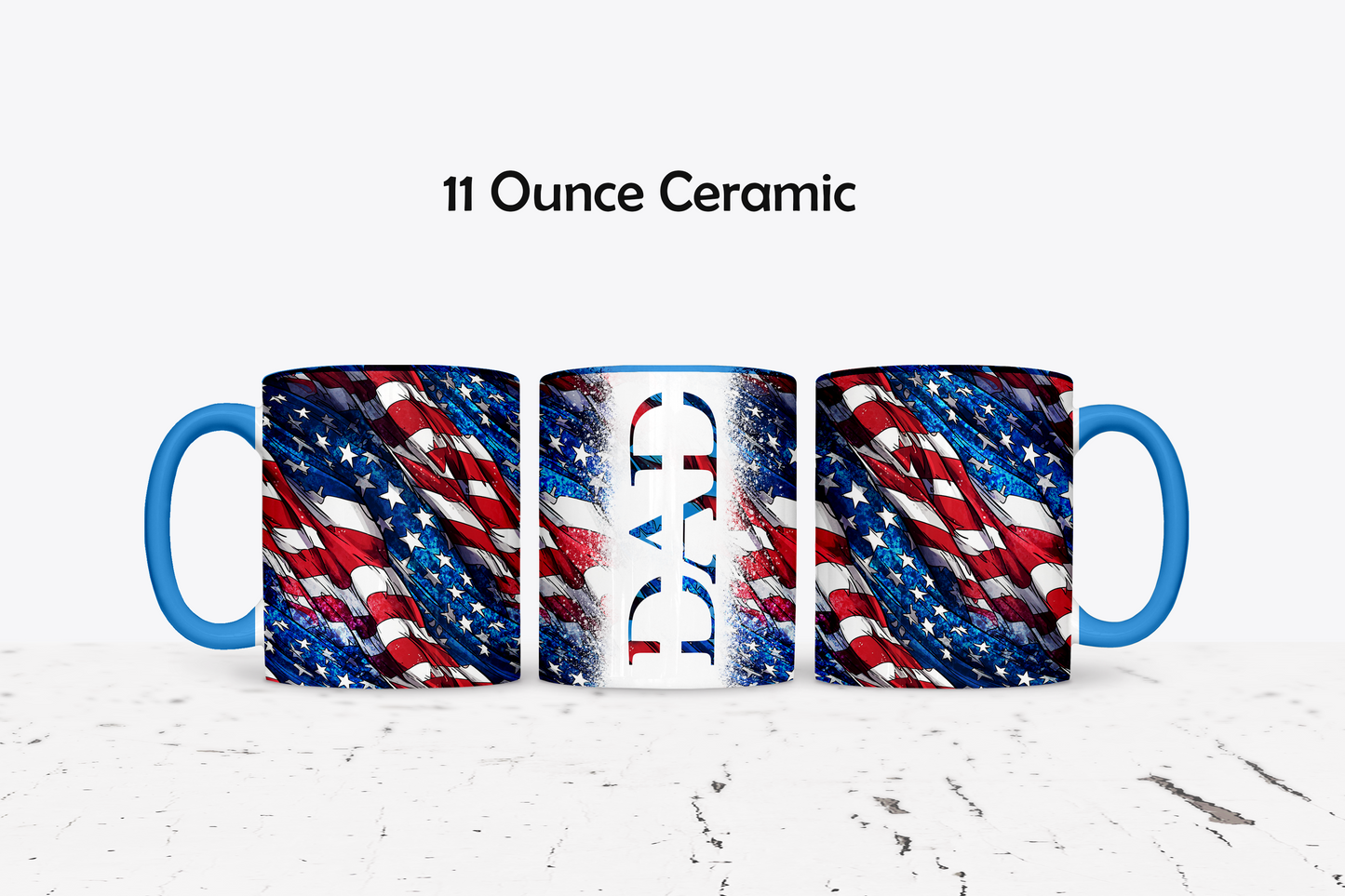 Classic Dad American Flag Custom Ceramic Coffee Mug - Available in 4 Colors