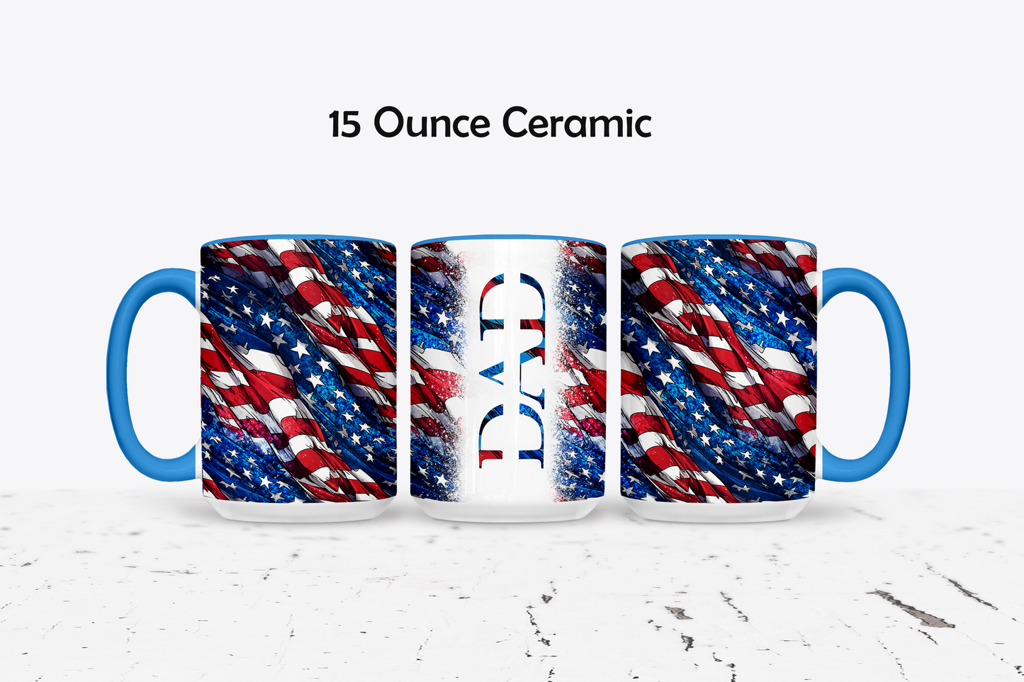 Classic Dad American Flag Custom Ceramic Coffee Mug - Available in 4 Colors