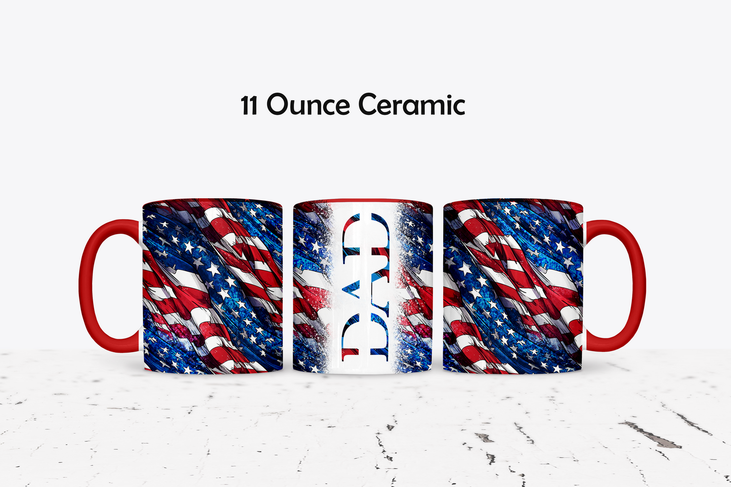 Classic Dad American Flag Custom Ceramic Coffee Mug - Available in 4 Colors