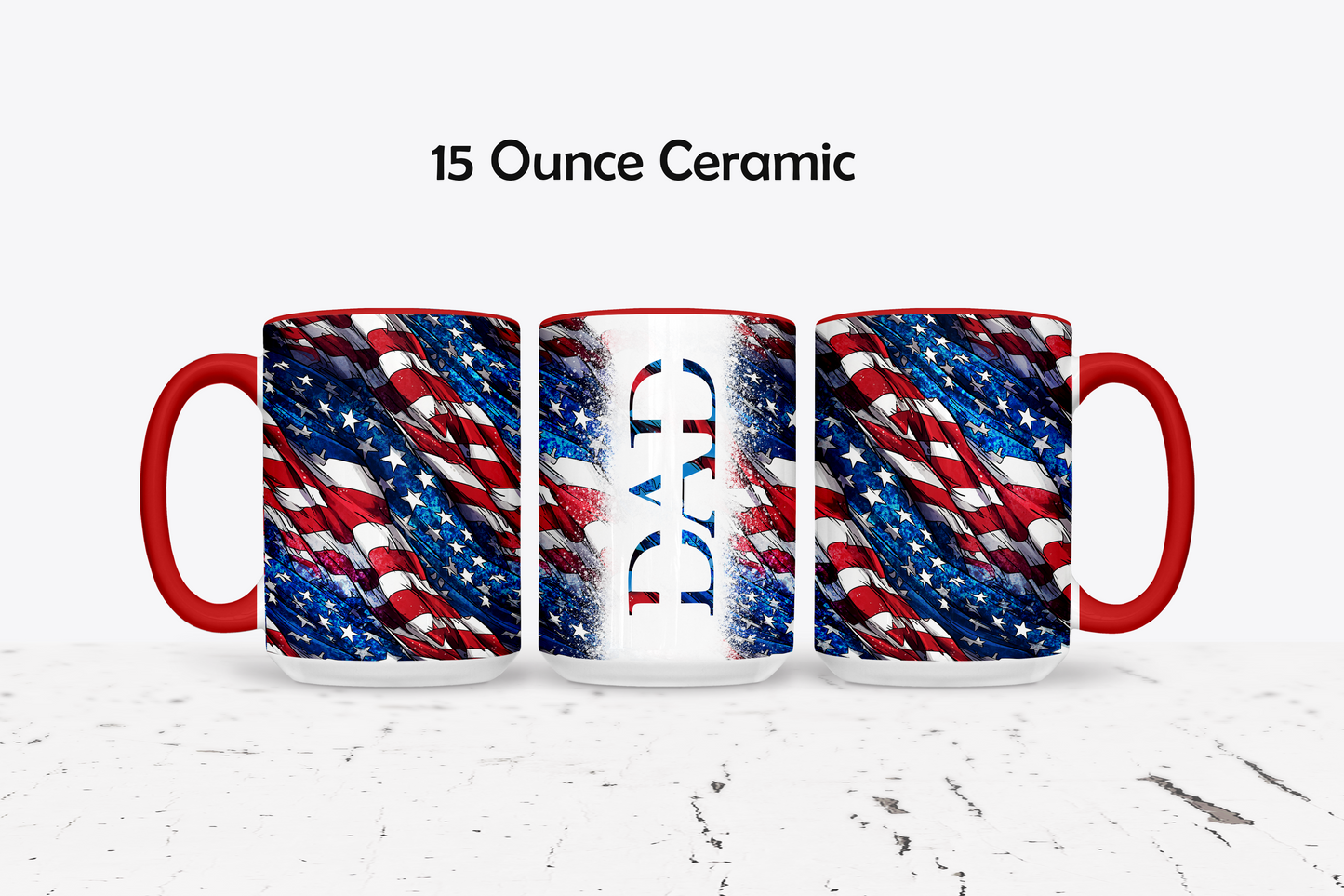 Classic Dad American Flag Custom Ceramic Coffee Mug - Available in 4 Colors