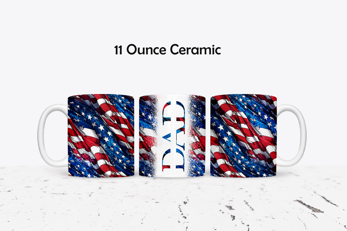 Classic Dad American Flag Custom Ceramic Coffee Mug - Available in 4 Colors