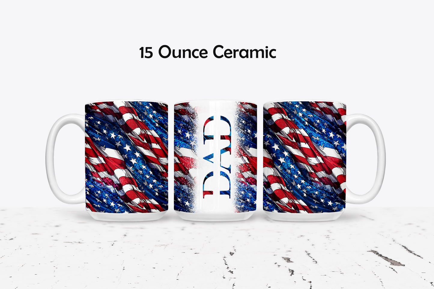 Classic Dad American Flag Custom Ceramic Coffee Mug - Available in 4 Colors