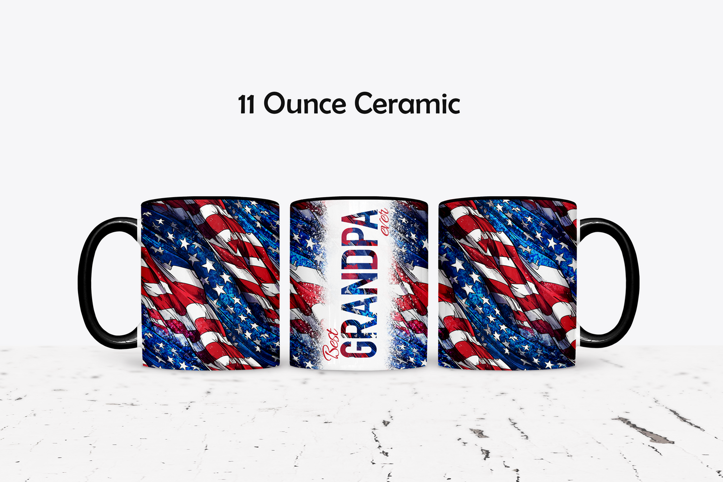 Classic Grandpa American Flag Custom Ceramic Coffee Mug - 11 or 15 Ounce