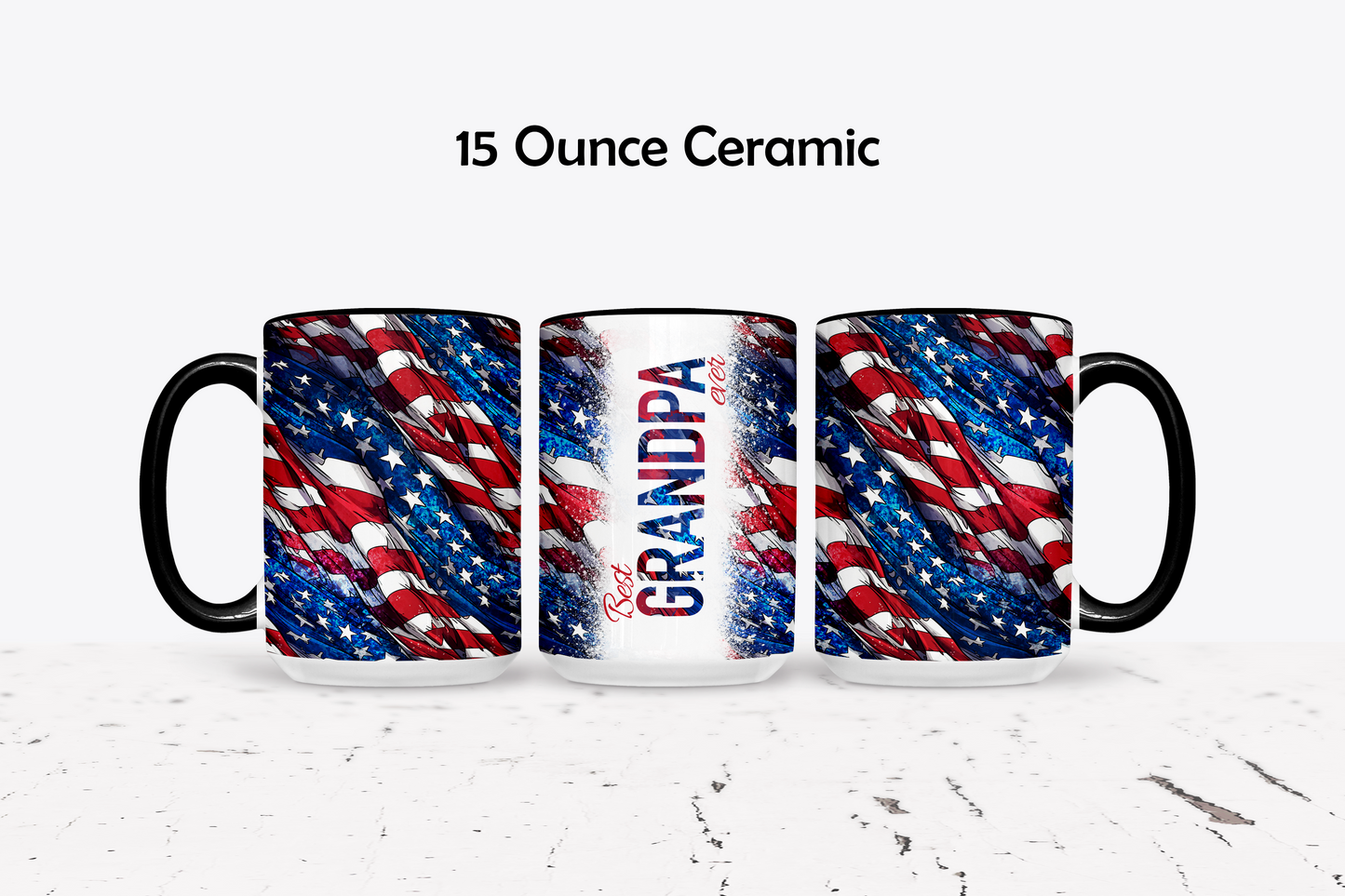 Classic Grandpa American Flag Custom Ceramic Coffee Mug - 11 or 15 Ounce