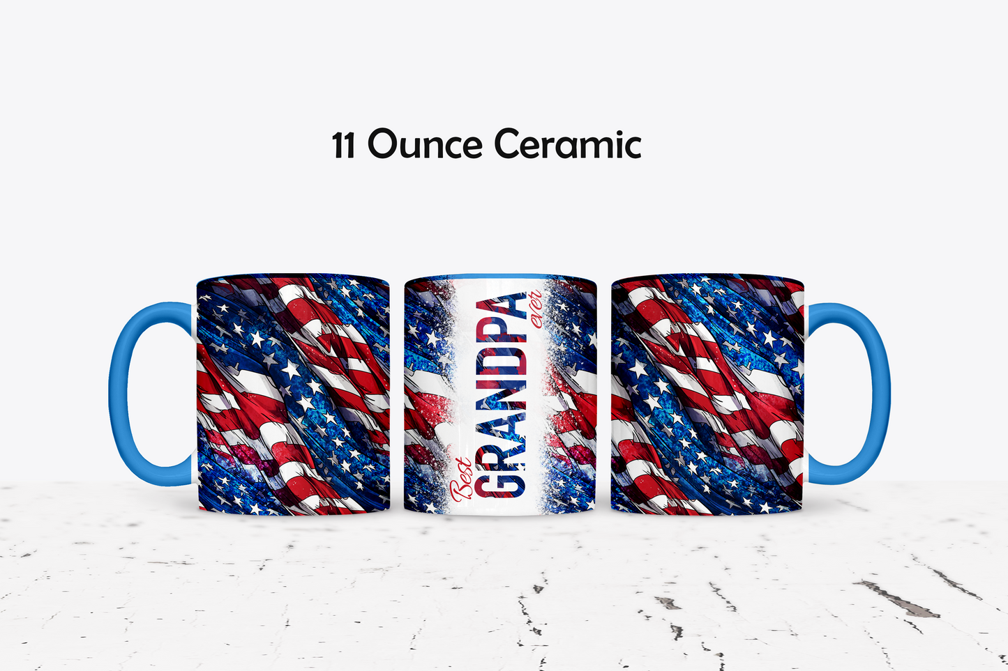 Classic Grandpa American Flag Custom Ceramic Coffee Mug - 11 or 15 Ounce