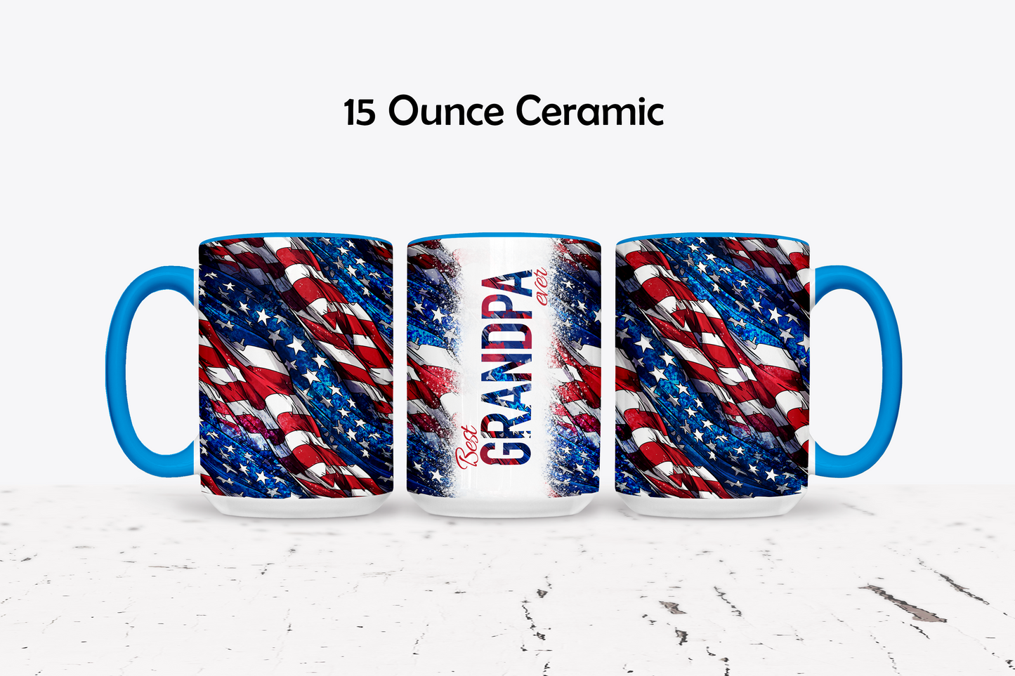 Classic Grandpa American Flag Custom Ceramic Coffee Mug - 11 or 15 Ounce