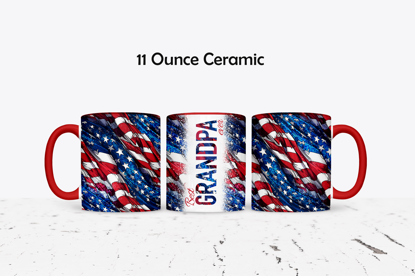 Classic Grandpa American Flag Custom Ceramic Coffee Mug - 11 or 15 Ounce