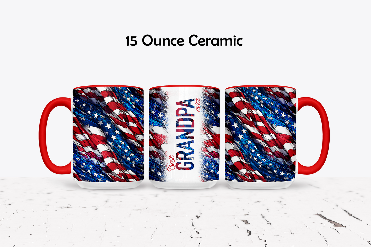 Classic Grandpa American Flag Custom Ceramic Coffee Mug - 11 or 15 Ounce