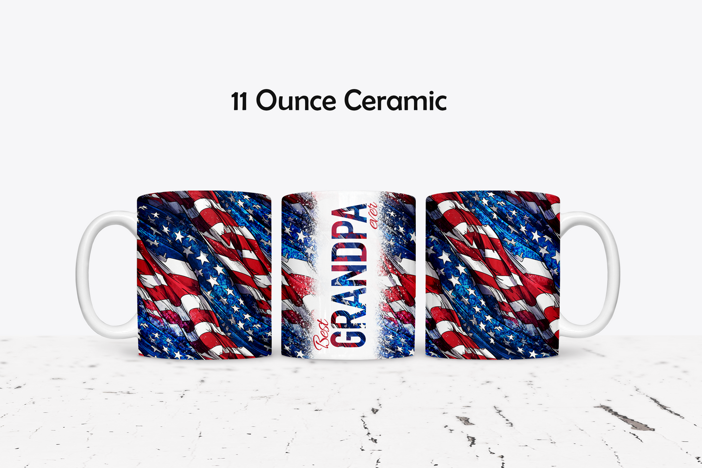 Classic Grandpa American Flag Custom Ceramic Coffee Mug - 11 or 15 Ounce